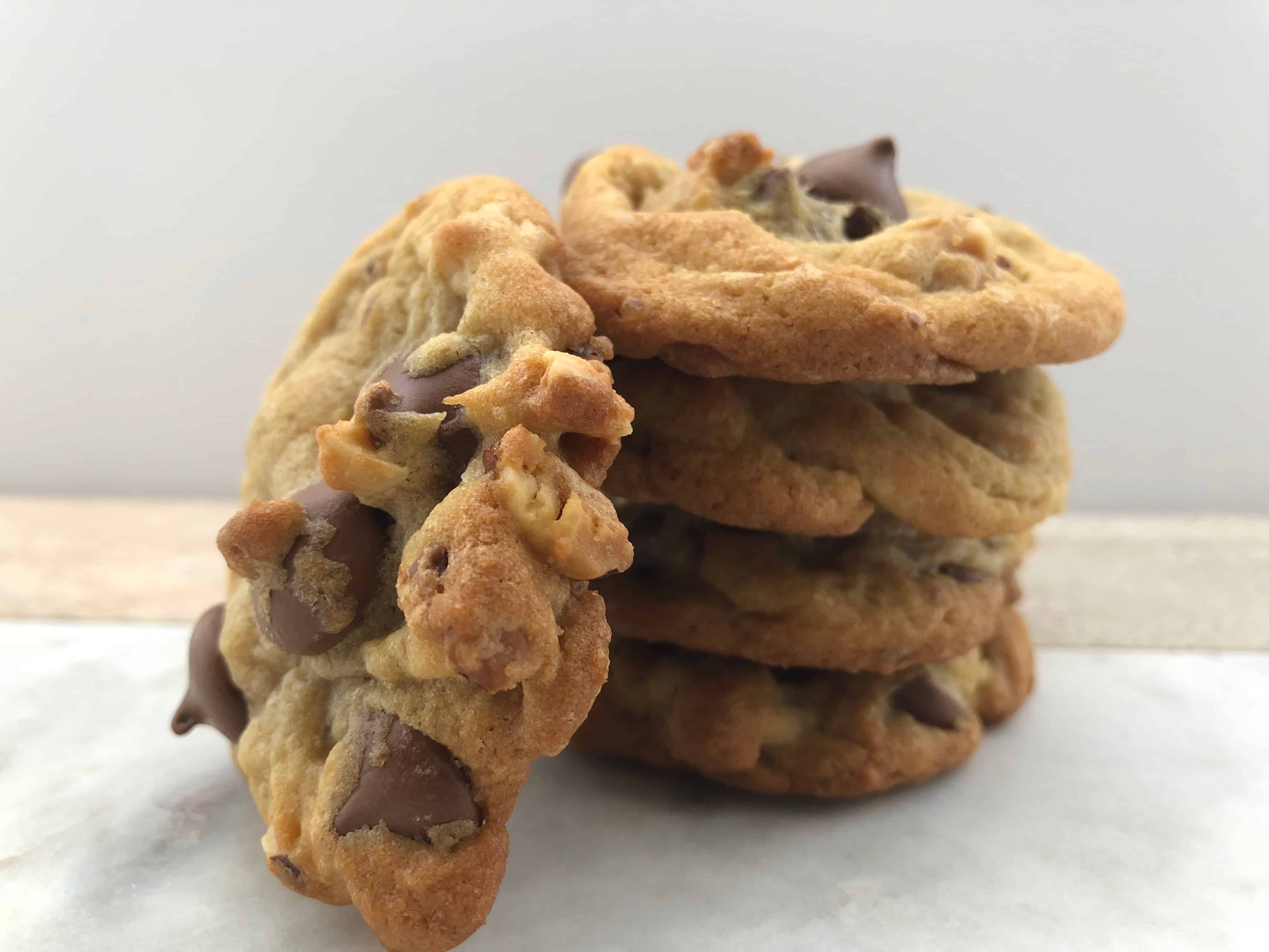 stack of Toasted Hazelnut Milk Chocolate Chip Cookies