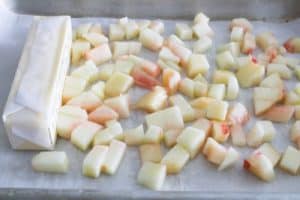 butter and peaches ready to be frozen