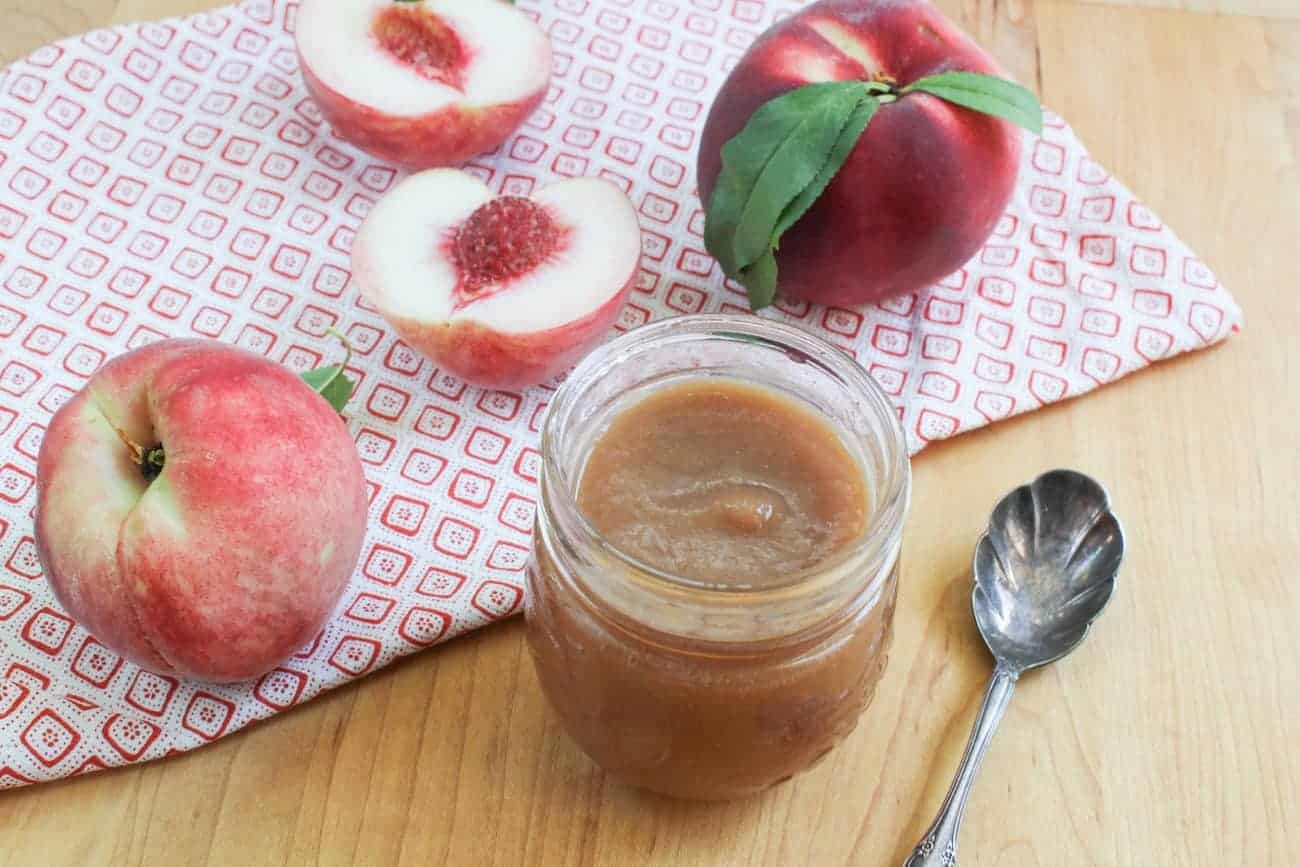 peach butter with naplkin and peaches