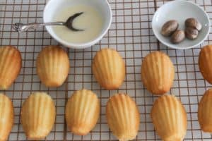 eggnog madeleines ready for glaze
