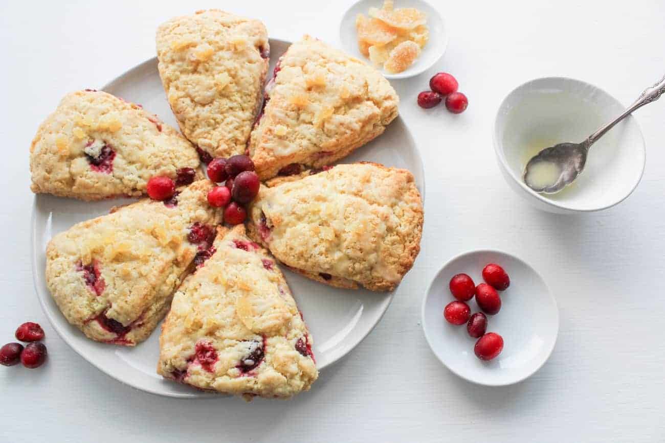 ginger cranberry scones on plate