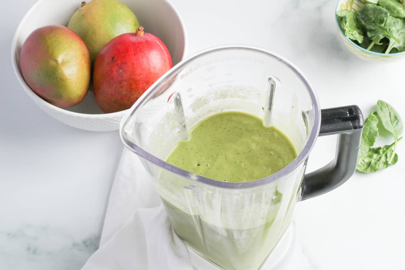 tropical green smoothie blended