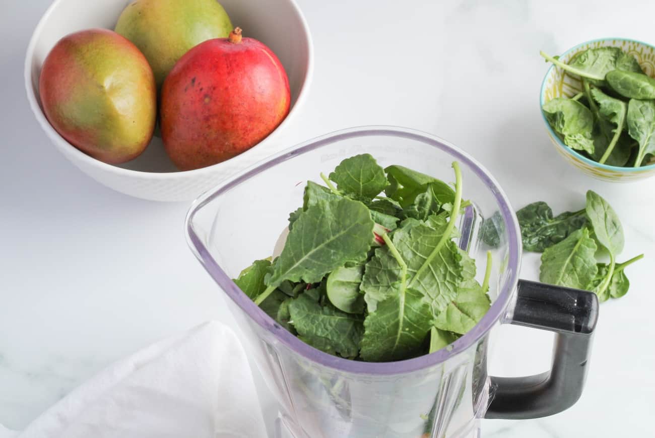 tropical green smoothie in blender